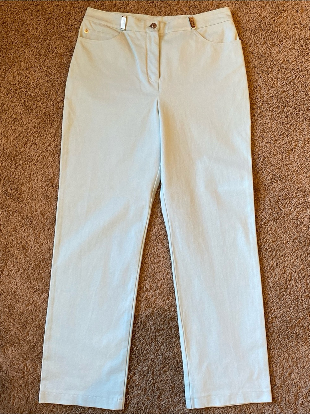 St John Sport Marie Gray Women 8 Lite Blue Straight Stretch Denim Jeans Luxury
